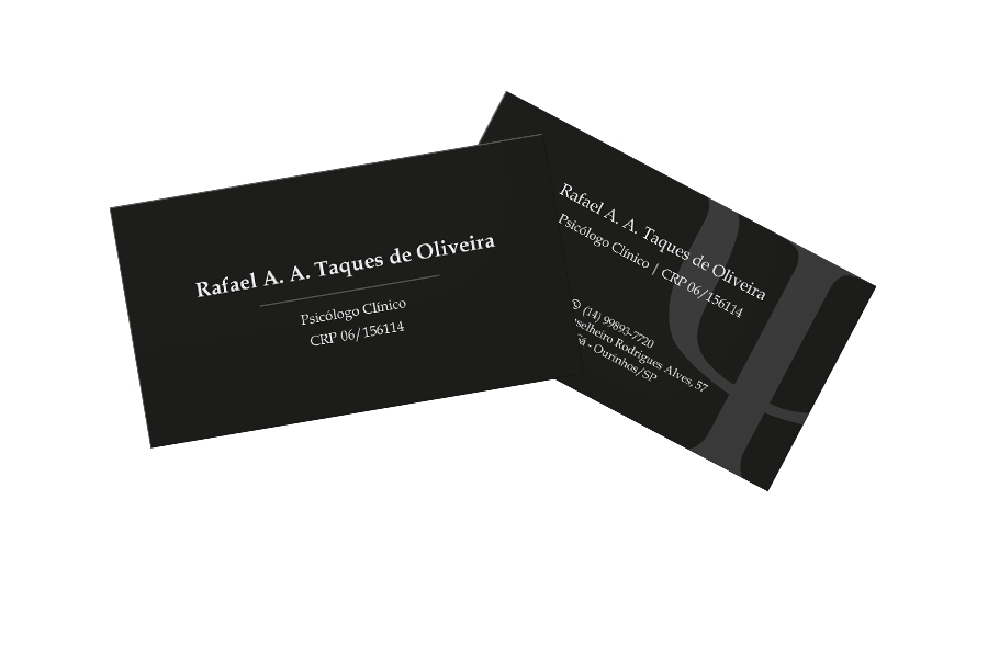 Cartão de visita impresso em couchê 300g - Psicólogo Rafael Taques